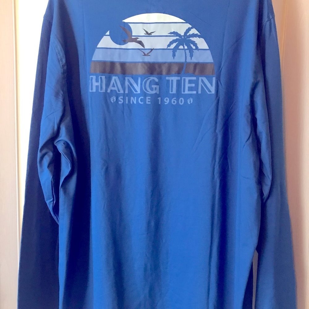 Hang Ten quick dry long sleeve shirt (Mens). Blue, size XL with UPF 50+